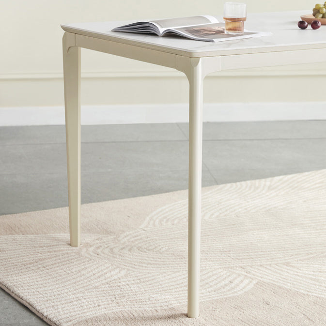Moderne Stil Steinmöbel 5/7 PCs weiße Rechtecktisch mit Essstuhl