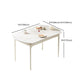 Moderne Stil Steinmöbel 5/7 PCs weiße Rechtecktisch mit Essstuhl