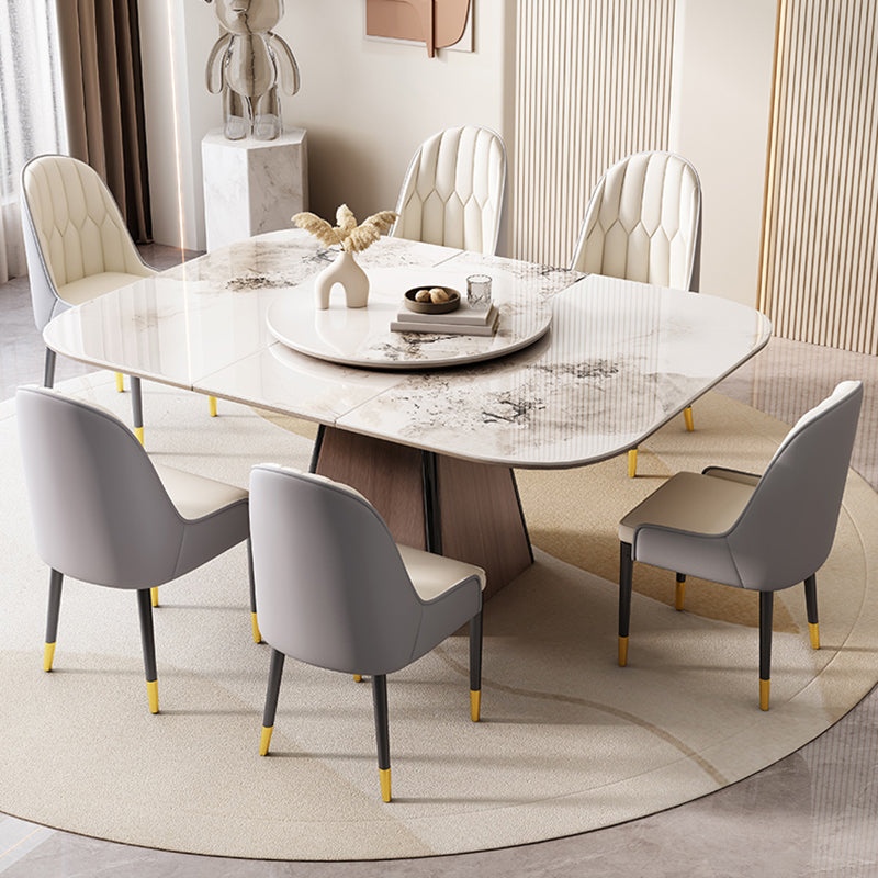 Modern White Stone Top Dining Set 1/5/7 Pieces Dining Table Set with Padded Chairs Clearhalo 'Dining Room Sets' 'Dining Tables & Seating' 'dining_room_set' 'furn' 'furn_dining_room_set' 'Furniture' 'Kitchen & Dining Furniture' 7362068