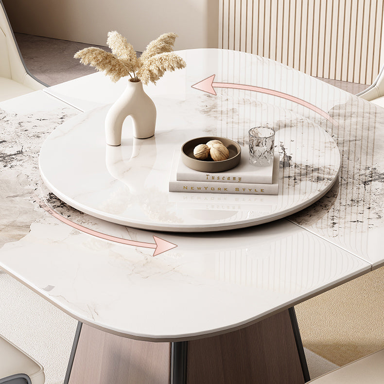 Modern White Stone Top Dining Set 1/5/7 Pieces Dining Table Set with Padded Chairs Clearhalo 'Dining Room Sets' 'Dining Tables & Seating' 'dining_room_set' 'furn' 'furn_dining_room_set' 'Furniture' 'Kitchen & Dining Furniture' 7362070