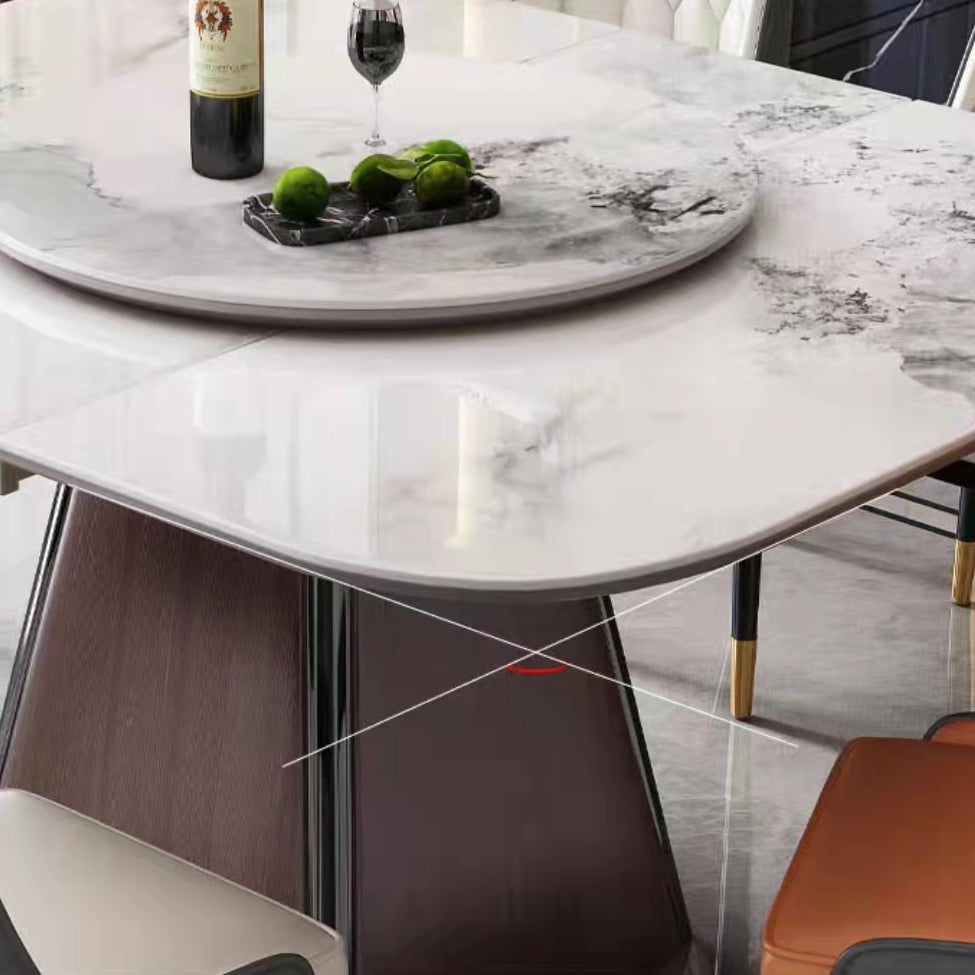 Modern White Stone Top Dining Set 1/5/7 Pieces Dining Table Set with Padded Chairs Clearhalo 'Dining Room Sets' 'Dining Tables & Seating' 'dining_room_set' 'furn' 'furn_dining_room_set' 'Furniture' 'Kitchen & Dining Furniture' 7362073