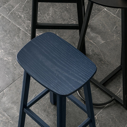 Solid Wood Barstool Contemporary Style Saddle Seat Armless Stool