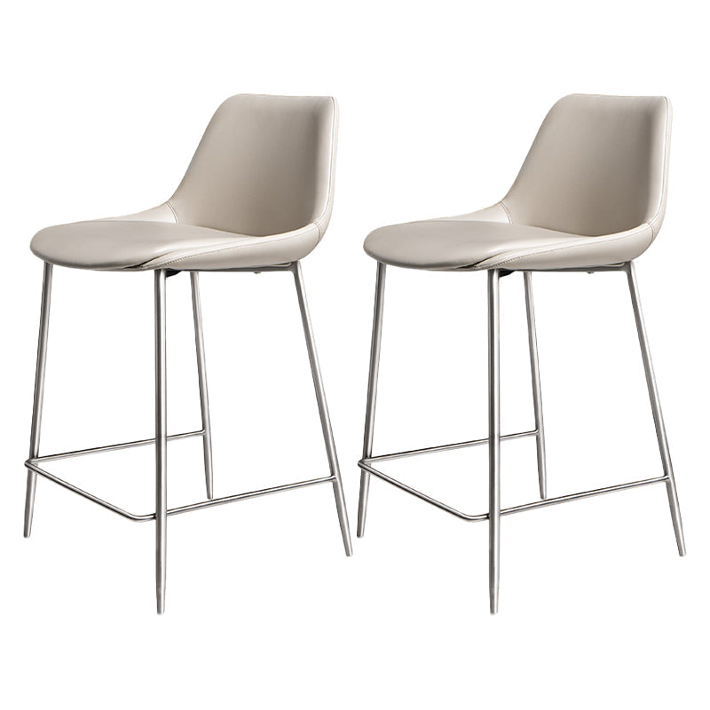 Indoor Faux Leather Bar Chair Contemporary Metal Legs Bar Stools 2 Piece Set Short Stool(22"H) Clearhalo 'Bar Furniture' 'Bar Stools' 'bar_stools' 'furn' 'furn_bar_stools' 'Furniture' 'Kitchen & Dining Furniture' 7362204