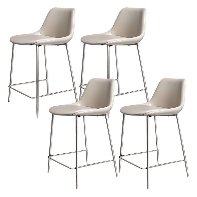 Indoor Faux Leather Bar Chair Contemporary Metal Legs Bar Stools 4 Piece Set Short Stool(22"H) Clearhalo 'Bar Furniture' 'Bar Stools' 'bar_stools' 'furn' 'furn_bar_stools' 'Furniture' 'Kitchen & Dining Furniture' 7362206