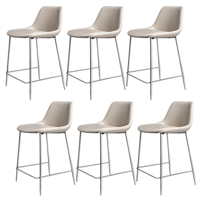 Indoor Faux Leather Bar Chair Contemporary Metal Legs Bar Stools 6 Piece Set Short Stool(22"H) Clearhalo 'Bar Furniture' 'Bar Stools' 'bar_stools' 'furn' 'furn_bar_stools' 'Furniture' 'Kitchen & Dining Furniture' 7362208
