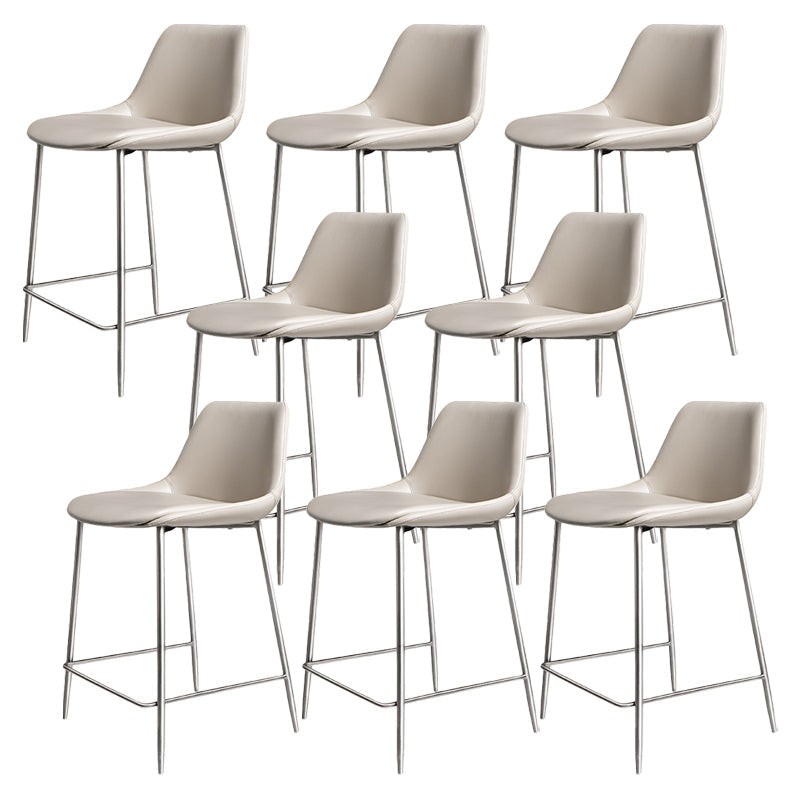 Indoor Faux Leather Bar Chair Contemporary Metal Legs Bar Stools 8 Piece Set Short Stool(22"H) Clearhalo 'Bar Furniture' 'Bar Stools' 'bar_stools' 'furn' 'furn_bar_stools' 'Furniture' 'Kitchen & Dining Furniture' 7362210