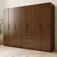 Armoire de garde-robe en bois massif armoire de rangement brun contemporain