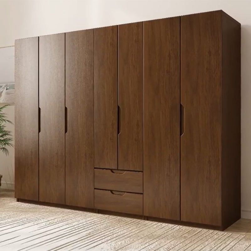 Armoire de garde-robe en bois massif armoire de rangement brun contemporain