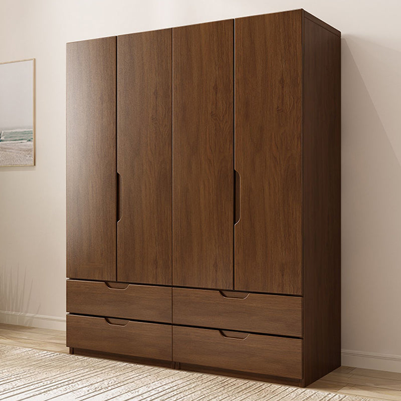 Armoire de garde-robe en bois massif armoire de rangement brun contemporain