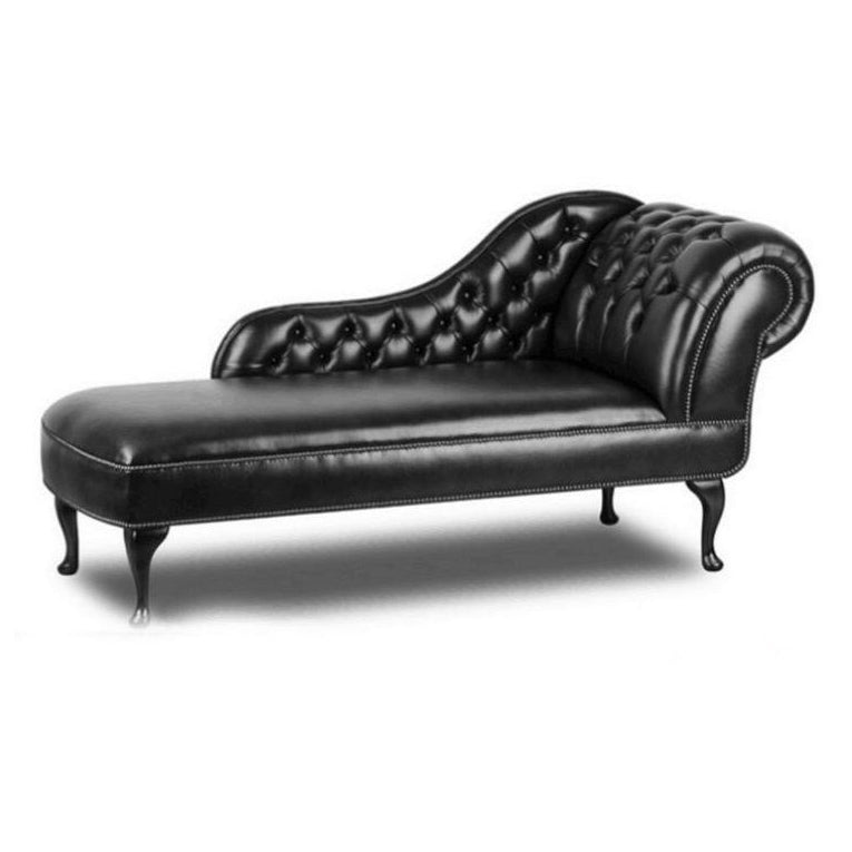Traditional Chaise Lounge Couch Tufted Rolled Arm Chaise Lounge Black Right-Arm Chaise Clearhalo 'Chairs & Seating' 'Chaise Lounge' 'chaise_lounge' 'furn' 'furn_chaise_lounge' 'Furniture' 'Living Room Furniture' 7362849