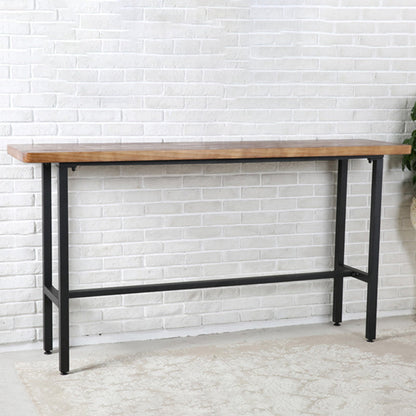 Set tavolo da pub industriale rettangolare Set tavolo da bar in legno da 1/4/7 pezzi con sgabelli marroni