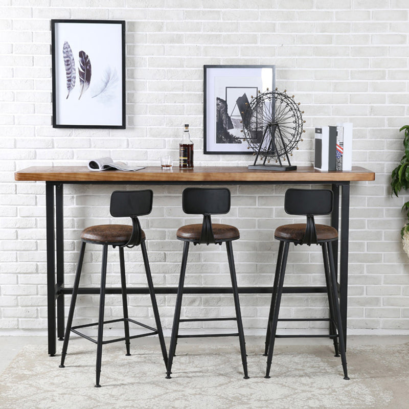 Set tavolo da pub industriale rettangolare Set tavolo da bar in legno da 1/4/7 pezzi con sgabelli marroni