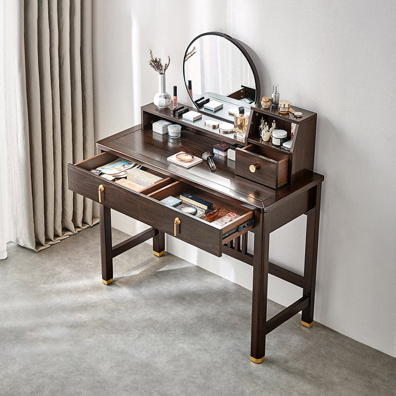 Traditional Rubberwood Bedroom Storage Box 3 Drawers Vanity Table