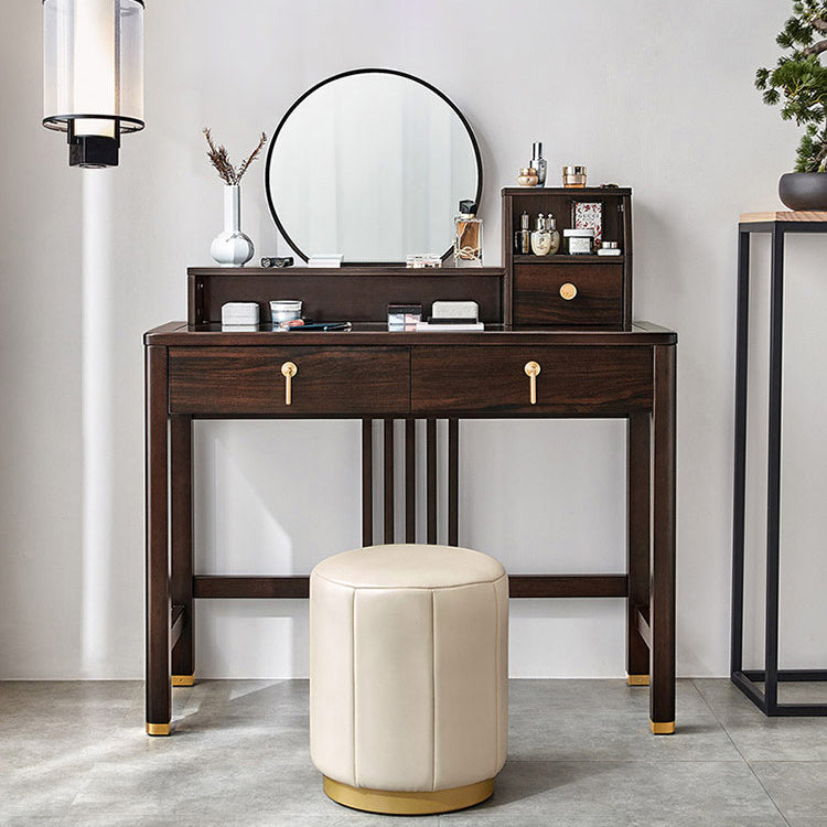 Traditional Rubberwood Bedroom Storage Box 3 Drawers Vanity Table