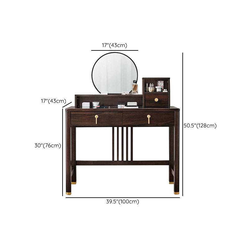 Traditional Rubberwood Bedroom Storage Box 3 Drawers Vanity Table