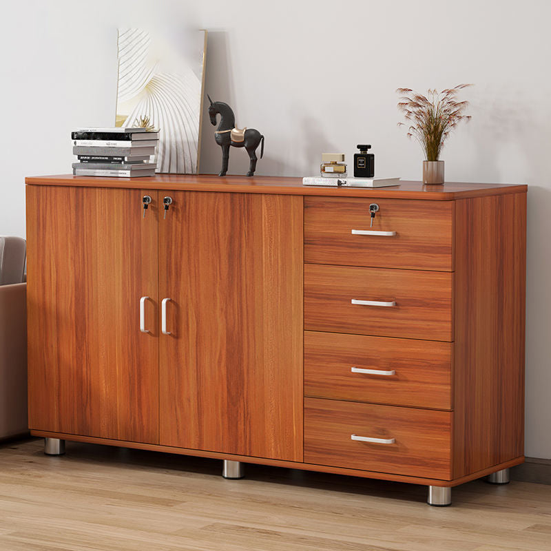 Traditional Wood Cabinet Drawers Storage File Cabinet with Shelves 47"L x 16"W x 31"H Nut-Brown 3 Clearhalo 'Filing Cabinets' 'filling_cabinets' 'furn' 'furn_filling_cabinets' 'Furniture' 'Office Furniture' 7363452