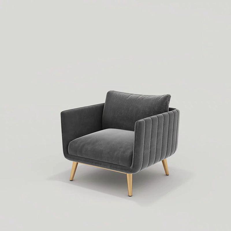 Velvet Nordic Standard Sofa Standard Back Back Square Bras Sapa avec des jambes en laiton