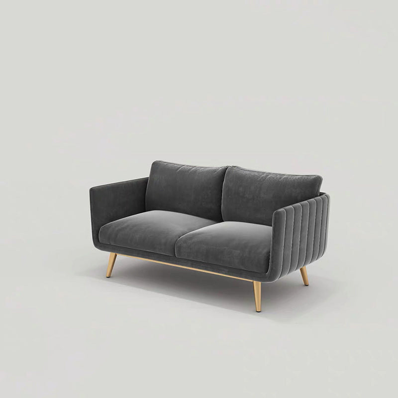 Velvet Nordic Standard Sofa Standard Back Back Square Bras Sapa avec des jambes en laiton