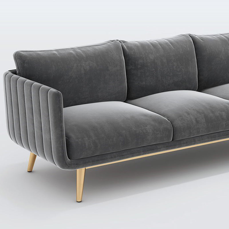 Velvet Nordic Standard Sofa Standard Back Back Square Bras Sapa avec des jambes en laiton