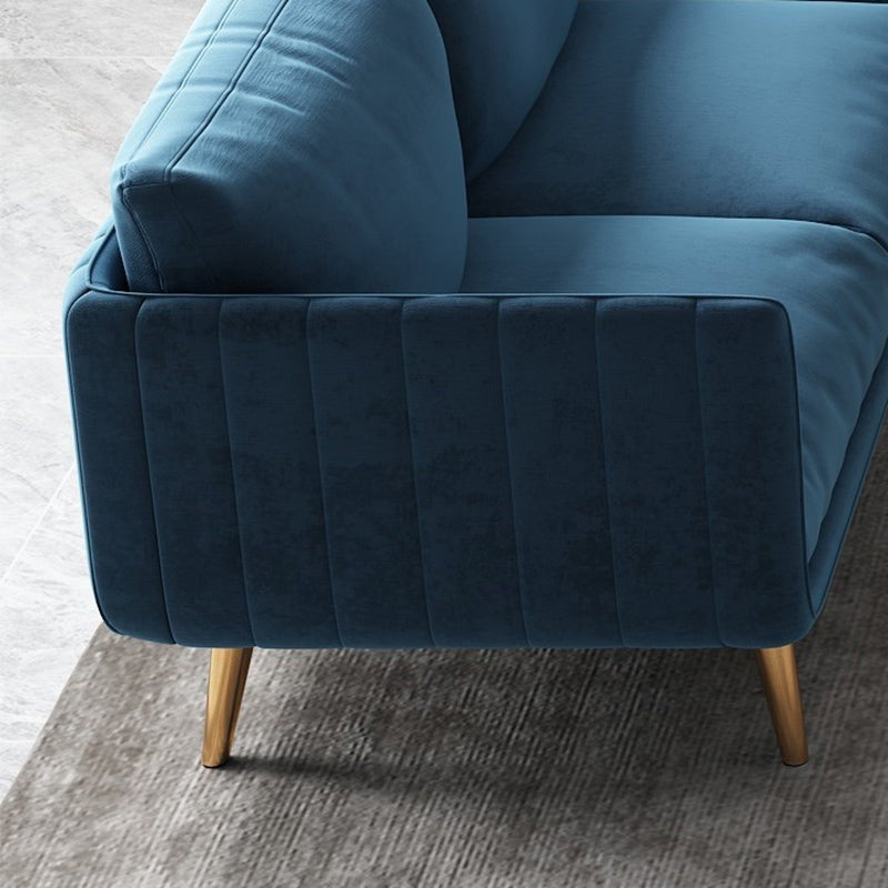 Velvet Nordic Standard Sofa Standard Back Back Square Bras Sapa avec des jambes en laiton