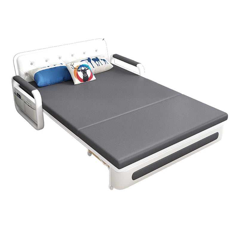 Square Arms Convertible Sofas Faux Leather Foldable Sleeper Sofa Clearhalo 'furn' 'furn_futons' 'Furniture' 'Futons & Daybeds' 'Futons' 'Living Room Furniture' 7363539