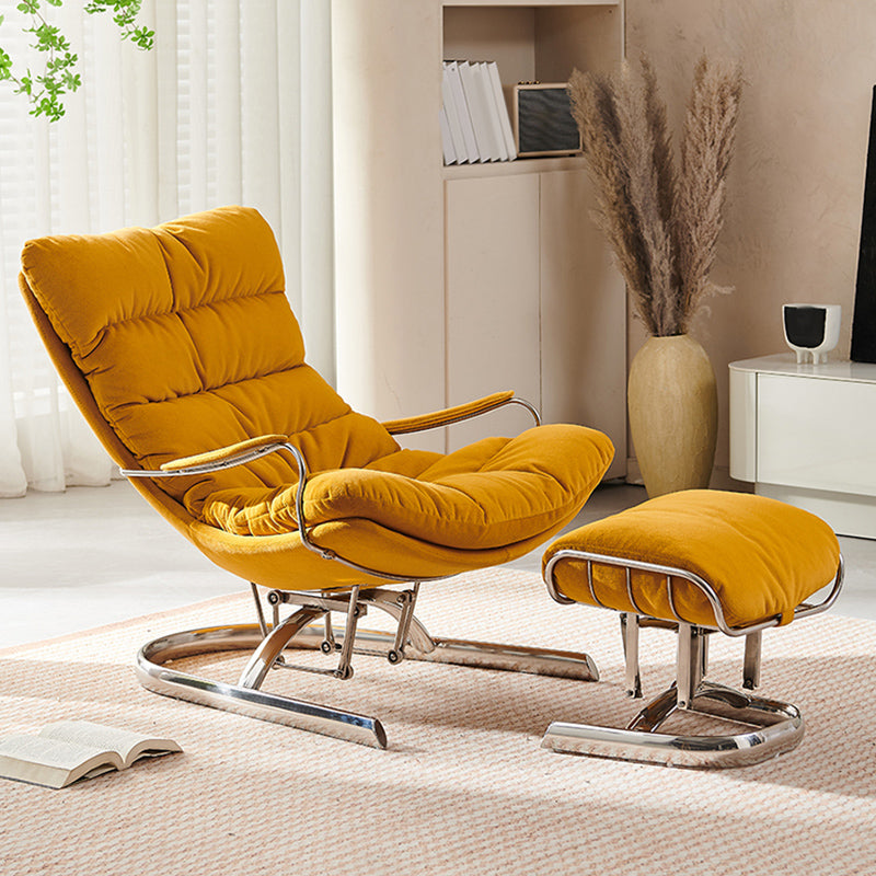 Yellow Standard Recliner with Extended Footrest in Microsuede Yellow Clearhalo 'Chairs & Seating' 'furn' 'furn_recliners' 'Furniture' 'Living Room Furniture' 'Recliners' 7363557