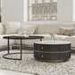 Frame Coffee Table Contemporary Stone/Glass Cocktail Table with Storage Drawers Clearhalo 'Coffee & Accent Tables' 'Coffee Tables' 'coffee_tables' 'furn' 'furn_coffee_tables' 'Furniture' 'Living Room Furniture' 7363572