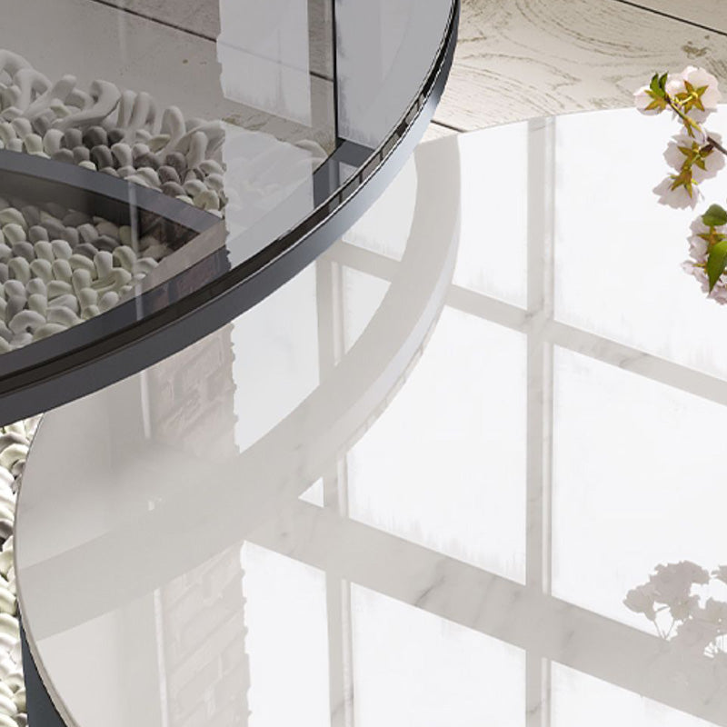 Frame Coffee Table Contemporary Stone/Glass Cocktail Table with Storage Drawers Clearhalo 'Coffee & Accent Tables' 'Coffee Tables' 'coffee_tables' 'furn' 'furn_coffee_tables' 'Furniture' 'Living Room Furniture' 7363578