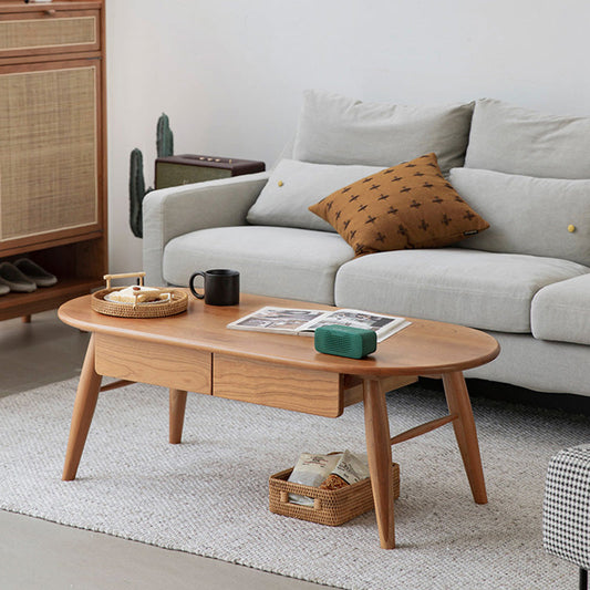 4 gambe tavolino da caffè in legno massiccio con 2 cassetti