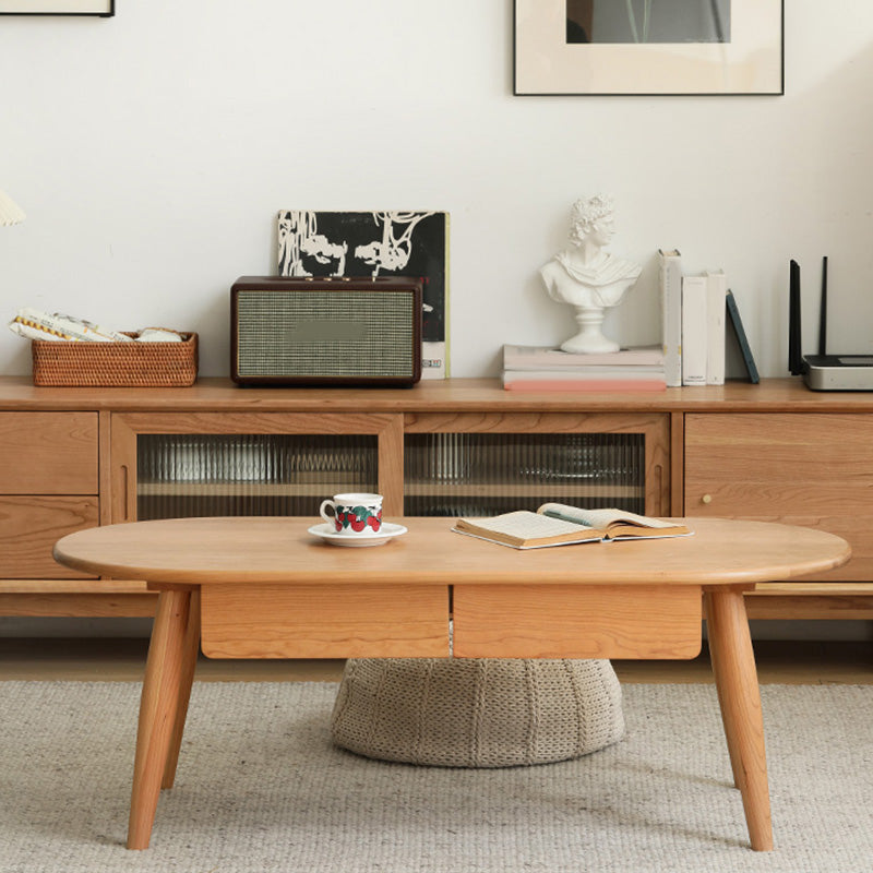 4 Legs Coffee Table Solid Wood Cocktail Table with 2 Storage Drawers Clearhalo 'Coffee & Accent Tables' 'Coffee Tables' 'coffee_tables' 'furn' 'furn_coffee_tables' 'Furniture' 'Living Room Furniture' 7363599