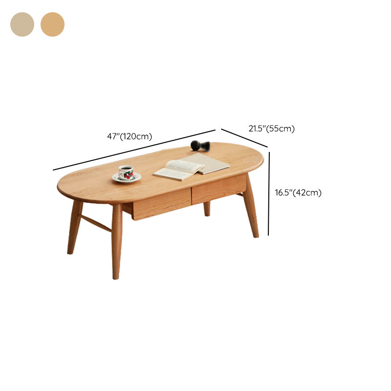 4 Legs Coffee Table Solid Wood Cocktail Table with 2 Storage Drawers Clearhalo 'Coffee & Accent Tables' 'Coffee Tables' 'coffee_tables' 'furn' 'furn_coffee_tables' 'Furniture' 'Living Room Furniture' 7363606