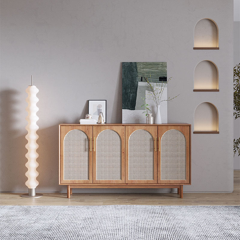 Modern Style Brown Wicker Sideboard Solid Wood Buffet Table for Dining Room Clearhalo 'buffet_sideboard' 'Buffets & Sideboards' 'furn' 'furn_buffet_sideboard' 'Furniture' 'Kitchen & Dining Furniture' 7364059