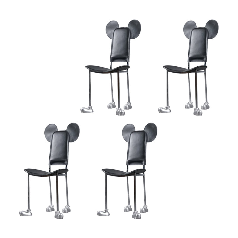 Moderne eetkamerstoel Leer Open achterkant stoel met roestvrijstalen basis