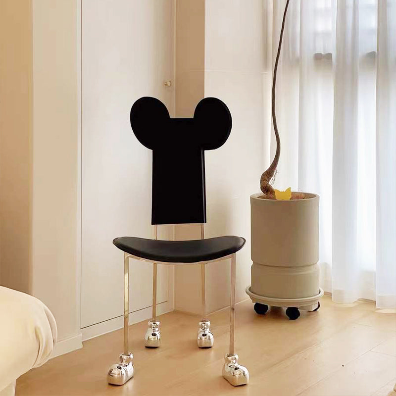 Moderne eetkamerstoel Leer Open achterkant stoel met roestvrijstalen basis