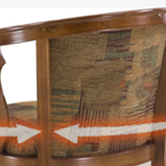 Traditionele armstoel gestoffeerde stoffen eetkamerstoel met houten benen