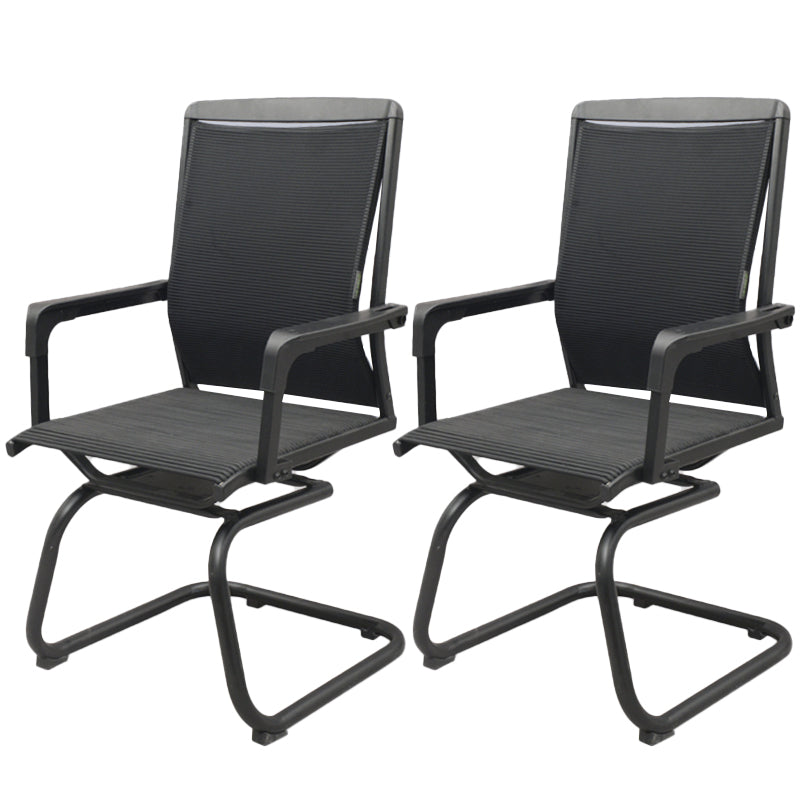 Contemporary Arms Included Desk Chair Mesh Back Conference Chair for Office Matte Black 2 Piece Set Clearhalo 'furn' 'furn_office_chair' 'Furniture' 'Office Chairs' 'Office Furniture' 'office_chair' 7364416