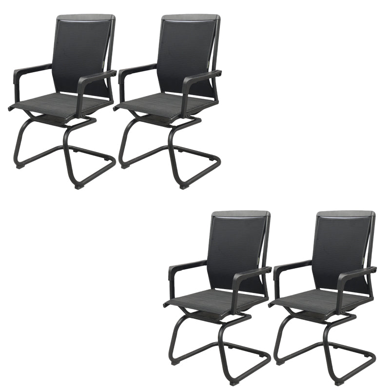 Contemporary Arms Included Desk Chair Mesh Back Conference Chair for Office Matte Black 4 Piece Set Clearhalo 'furn' 'furn_office_chair' 'Furniture' 'Office Chairs' 'Office Furniture' 'office_chair' 7364417