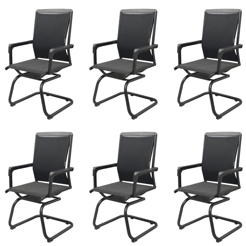 Contemporary Arms Included Desk Chair Mesh Back Conference Chair for Office Matte Black 6 Piece Set Clearhalo 'furn' 'furn_office_chair' 'Furniture' 'Office Chairs' 'Office Furniture' 'office_chair' 7364420