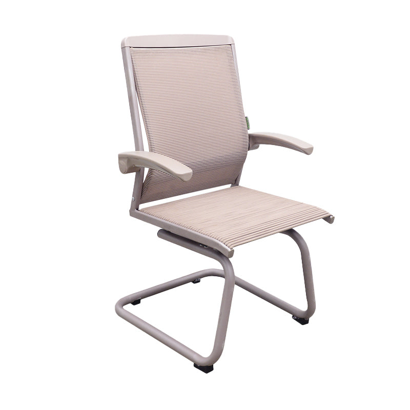Contemporary Arms Included Desk Chair Mesh Back Conference Chair for Office Champagne 1 Piece Clearhalo 'furn' 'furn_office_chair' 'Furniture' 'Office Chairs' 'Office Furniture' 'office_chair' 7364430