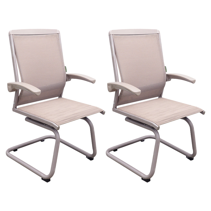 Contemporary Arms Included Desk Chair Mesh Back Conference Chair for Office Champagne 2 Piece Set Clearhalo 'furn' 'furn_office_chair' 'Furniture' 'Office Chairs' 'Office Furniture' 'office_chair' 7364431