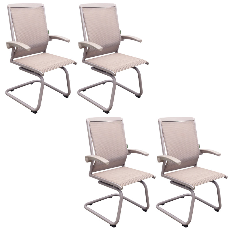 Contemporary Arms Included Desk Chair Mesh Back Conference Chair for Office Champagne 4 Piece Set Clearhalo 'furn' 'furn_office_chair' 'Furniture' 'Office Chairs' 'Office Furniture' 'office_chair' 7364432