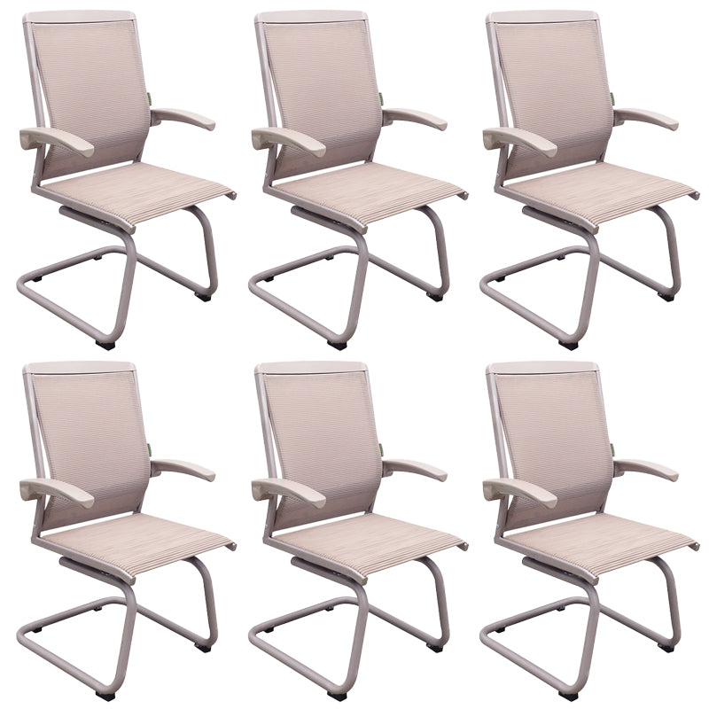 Contemporary Arms Included Desk Chair Mesh Back Conference Chair for Office Champagne 6 Piece Set Clearhalo 'furn' 'furn_office_chair' 'Furniture' 'Office Chairs' 'Office Furniture' 'office_chair' 7364433