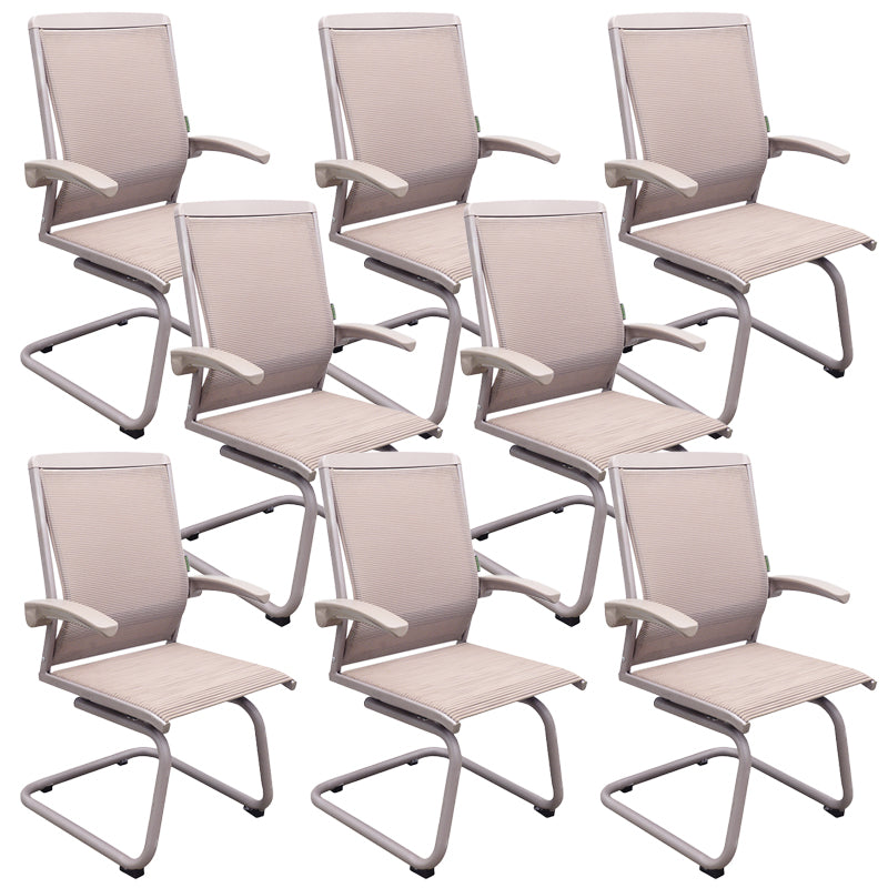 Contemporary Arms Included Desk Chair Mesh Back Conference Chair for Office Champagne 8 Piece Set Clearhalo 'furn' 'furn_office_chair' 'Furniture' 'Office Chairs' 'Office Furniture' 'office_chair' 7364434