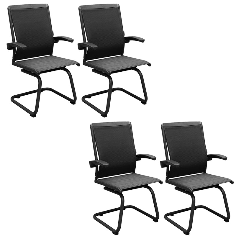 Contemporary Arms Included Desk Chair Mesh Back Conference Chair for Office Black 4 Piece Set Clearhalo 'furn' 'furn_office_chair' 'Furniture' 'Office Chairs' 'Office Furniture' 'office_chair' 7364437
