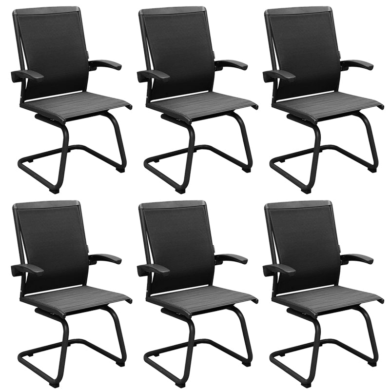 Contemporary Arms Included Desk Chair Mesh Back Conference Chair for Office Black 6 Piece Set Clearhalo 'furn' 'furn_office_chair' 'Furniture' 'Office Chairs' 'Office Furniture' 'office_chair' 7364438