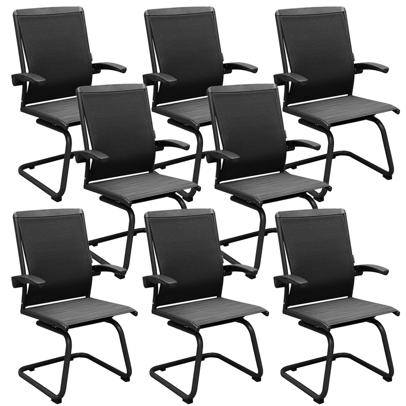 Contemporary Arms Included Desk Chair Mesh Back Conference Chair for Office Black 8 Piece Set Clearhalo 'furn' 'furn_office_chair' 'Furniture' 'Office Chairs' 'Office Furniture' 'office_chair' 7364439