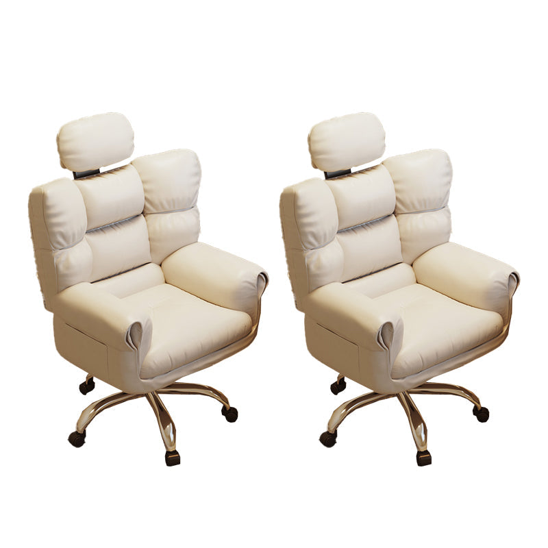 Chaise de bureau en cuir moderne Chaise de tâche pivotante sans roues avec roues