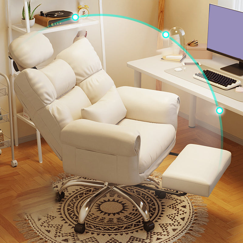 Chaise de bureau en cuir moderne Chaise de tâche pivotante sans roues avec roues