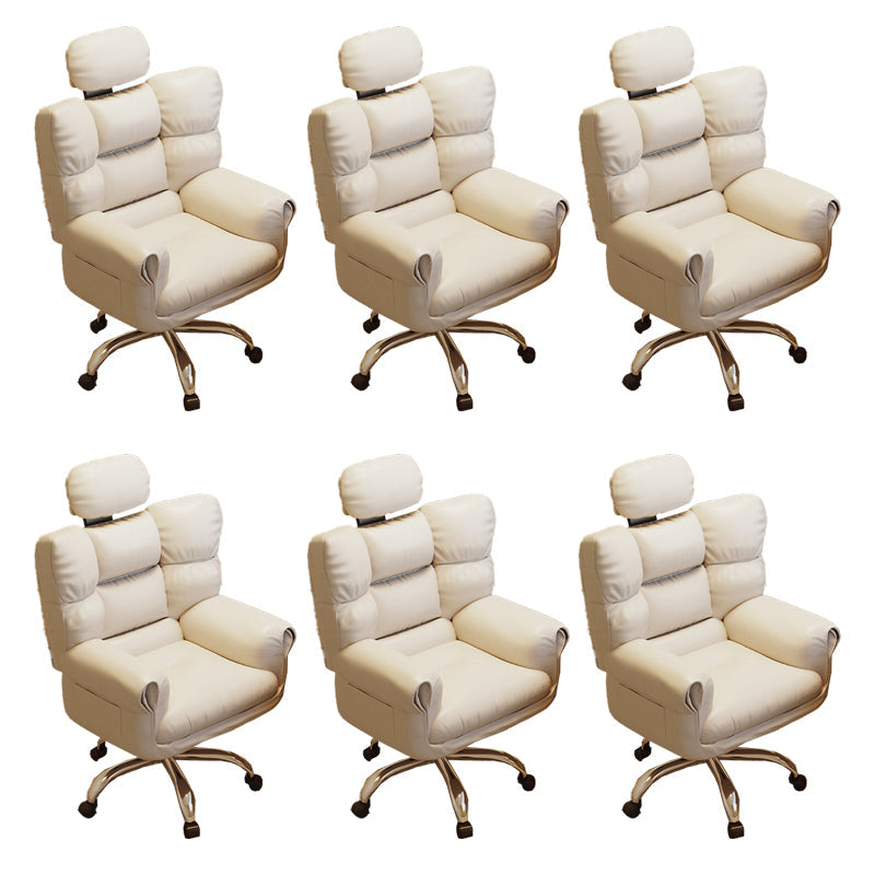 Chaise de bureau en cuir moderne Chaise de tâche pivotante sans roues avec roues