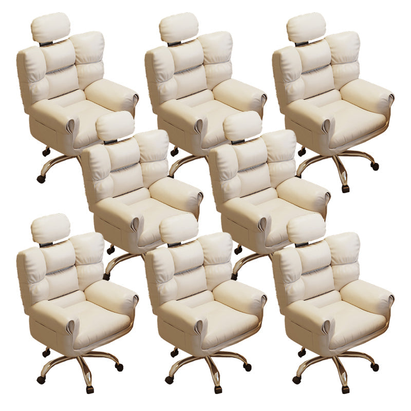 Chaise de bureau en cuir moderne Chaise de tâche pivotante sans roues avec roues